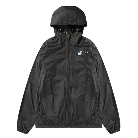 Comme des Garcons Play Unisex K-Way Jacket Black Emblem Jakke Sort L Comme des Garcons Play Unisex K-Way Jacket Black Emblem Jakke Sort L