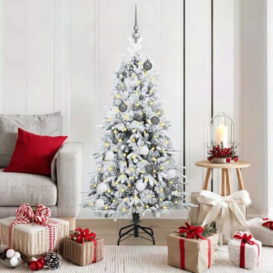  Kunstig sammensatt juletre med 150 LED grønn 150 cm PE og PVC