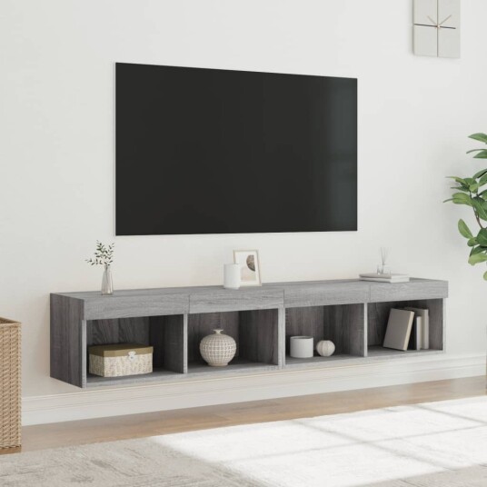 vidaXL TV-benker med LED-lys 2 stk grå sonoma 80x30x30 cm 8721012257368