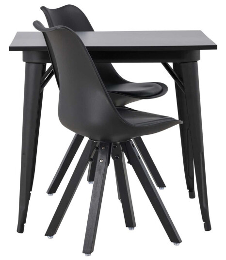 Venture Design Tempe & Zeno spisegruppe Svart/svart 2 stoler & bord 80 x 80 cm