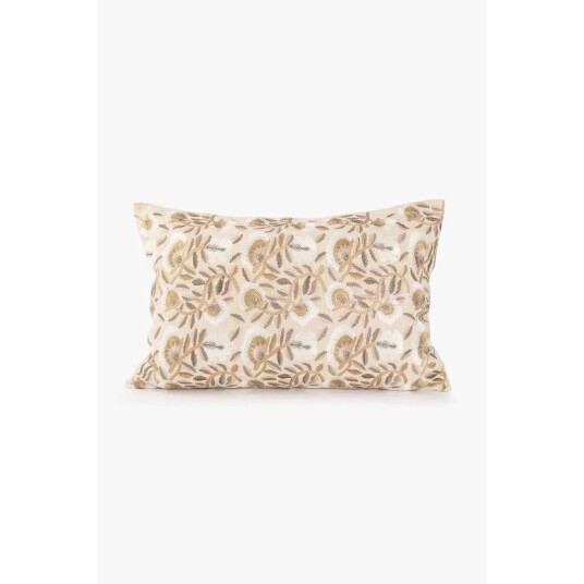 Lama Putetrekk Broderte Blomster Beige