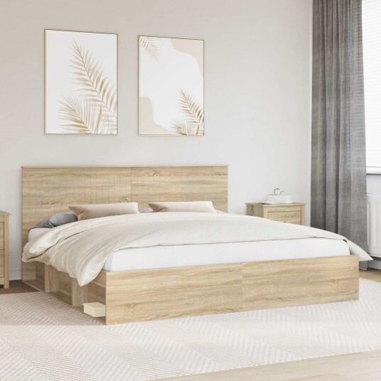 Sengestamme med hodegjerde Sonoma 200 x 200 cm Massiv furu