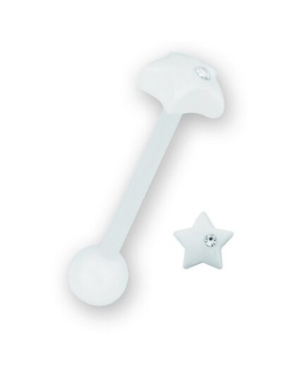 Star With Stone White Tungepiercing