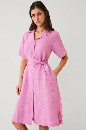 Jumperfabriken Kjole i lin Hellvi Dress Rosa