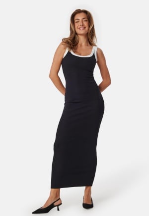 BUBBLEROOM Contrast Rib Dress Black XS