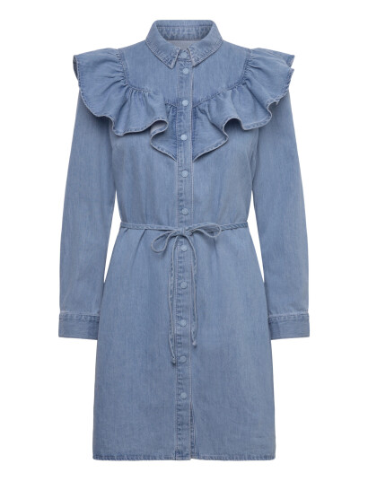 ONLY Onlindigo Ls Frill Dnm Dress Cs Blue S ONLY Onlindigo Ls Frill Dnm Dress Cs Blue S