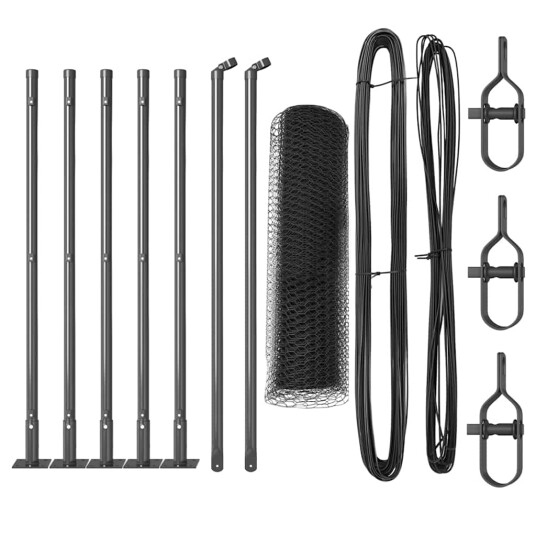 Gjerdepåle Grå 10 x 0,5 m 25 mm nett Stål og PVC