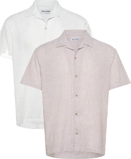 Jack & Jones Jjesummer Linen Blend Resort Shirt 2Pkmp White XL