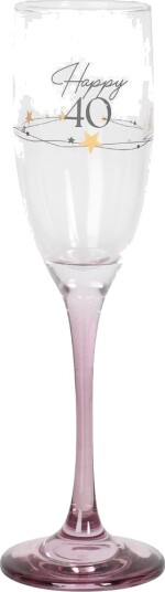Happy 40 - Champagneglass med Rosa Stett i Gaveeske