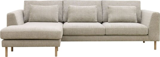 Florenz 3 seters Venstrevendt L formet Sjeselongsofa i Chenille   Grå / Beige