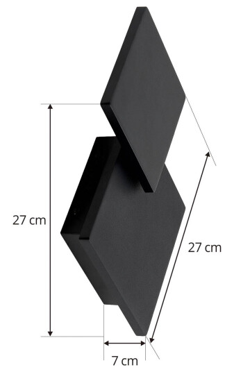 Lucande Elrik LED-vegglampe, to elementer, kantet, svart