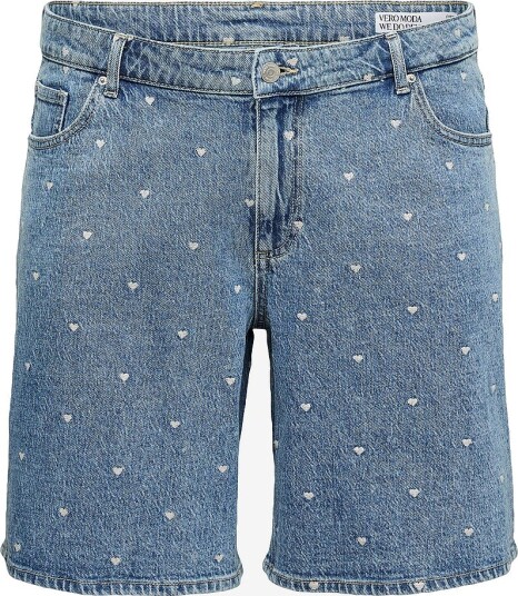 Vero Moda Curve   Jeans shorts vmcTess HR Long Emb Ra375   Blå