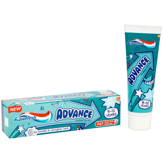 Aquafresh Barnetannkrem Junior Advance 9 12 år 75 ml. Aquafresh Barnetannkrem Junior Advance 9 12 år 75 ml.