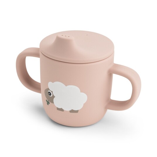 Done By Deer Silicone Spout Cup 2-Handle Tiny Farm Powder Pink