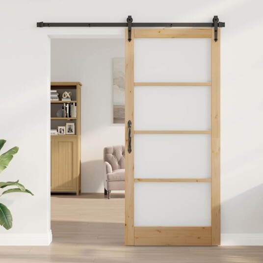 vidaXL Innendørsdør med glass "ORKDAL" 93x211x4 cm Solid Tre Furu