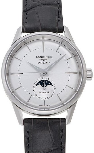 Longines Herreklokke L4.815.4.72.2 Flagship Heritage Sølvfarget/Lær