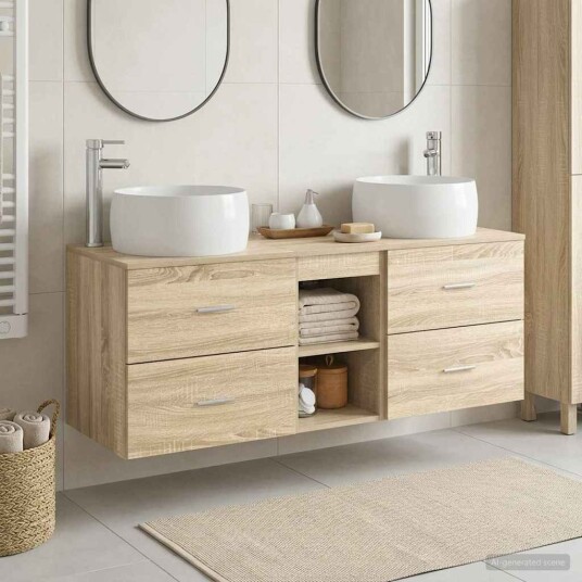 vidaXL Baderomsinnredningssett 3 stk. Sonoma eik 49,5 x 44,5 x 66 cm vidaXL Baderomsinnredningssett 3 stk. Sonoma eik 49,5 x 44,5 x 66 cm