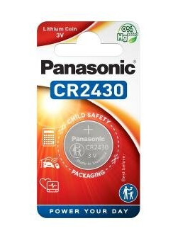 Panasonic CR2430 Lithium Knappcellsbatteri 3V 285mAh Panasonic CR2430 Lithium Knappcellsbatteri 3V 285mAh