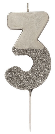 Talking Tables Kakelys Tall Sølv/Glitter - Tallet 3