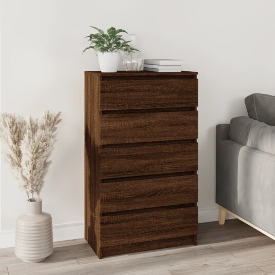 Kommode brun eik 60x36x103 cm konstruert tre 8720845679309