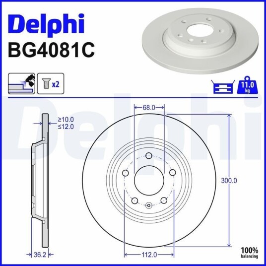 DELPHI BG4081C Bremseskive