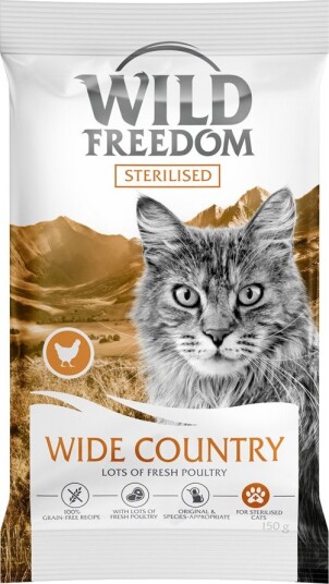 Wild Freedom Tørrfôr Adult Wide Country Sterilised Fjærkre Kornfri Oppskrift Ny 150 G