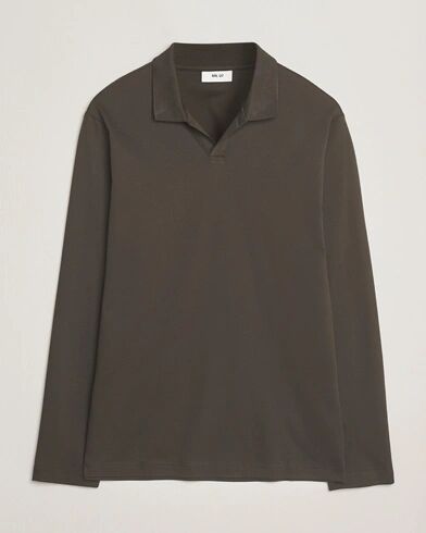 NN07 Paul Mercerized Long Sleeve Polo Dark Army
