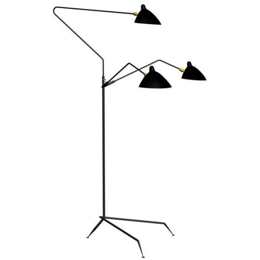 Serge Mouille Lampadaire 3 Gulvlampe Sort & Messing Serge Mouille Lampadaire 3 Gulvlampe Sort & Messing