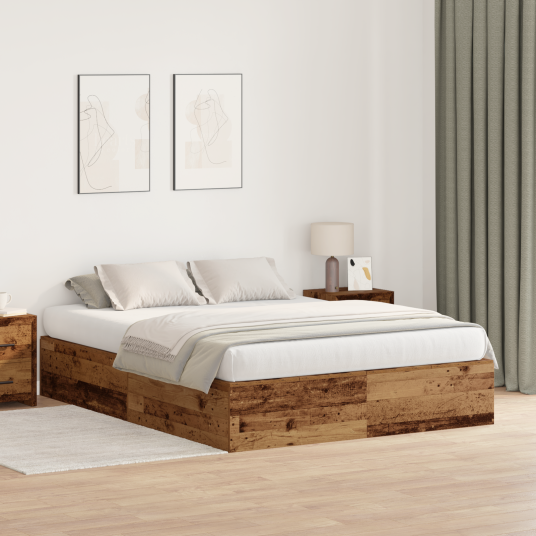 Oppbevaringsseng Ramme Gammel Tre 135x190 cm 3335443