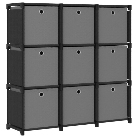vidaXL Displayhylle med 9 kuber og bokser svart 103x30x107,5 cm stoff vidaXL Displayhylle med 9 kuber og bokser svart 103x30x107,5 cm stoff