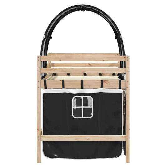 Køyeseng for barn tunnel hvit og svart 90x190 cm heltre furu