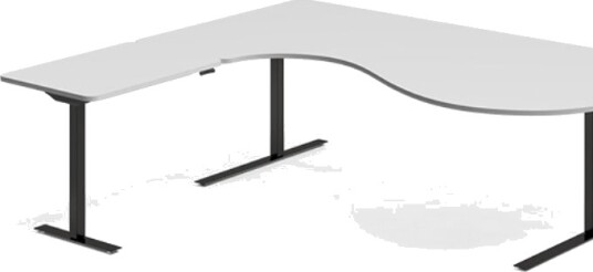 Hæve-Sænkebord Dna, Lysgrå 2000X2000 Mm Venstre 3-Ben/Alugrå