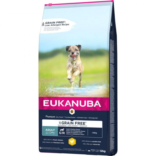 Eukanuba Hundemat Voksen Uten Korn Små & Mellomstore Raser Kylling 12 kg Eukanuba Hundemat Voksen Uten Korn Små & Mellomstore Raser Kylling 12 kg