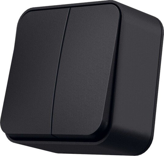Videx 2-kanals påveggsbryter - 68x68mm, IP20, sort