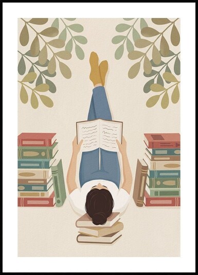 Lying On My Back Reading a Book Plakat Plakat / 21x30cm