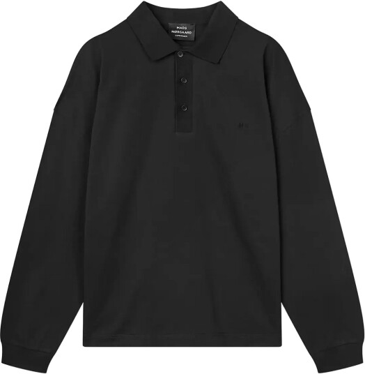 Mads Nørgaard Light Terry Polo Sweat Black L Mads Nørgaard Light Terry Polo Sweat Black L