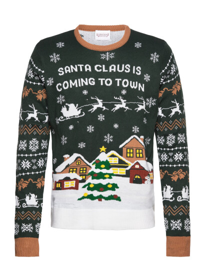 Happy Seasons Santa Claus Is Coming To Town Led - Khaki green - XXL