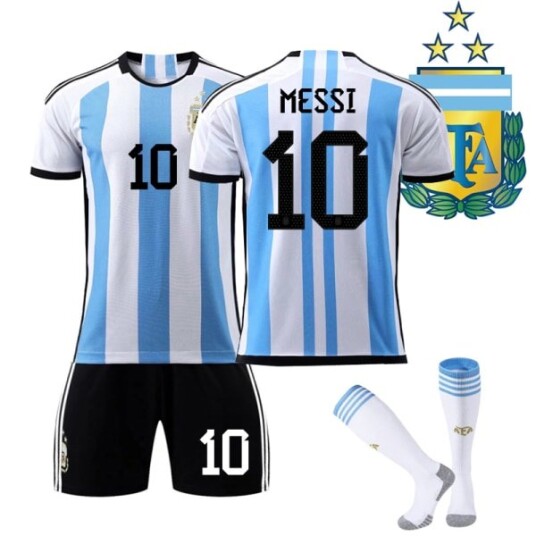 22 Argentina Hjem #10 Messi drakt kampsett Fotballuniformer V Kids 28150 160CM