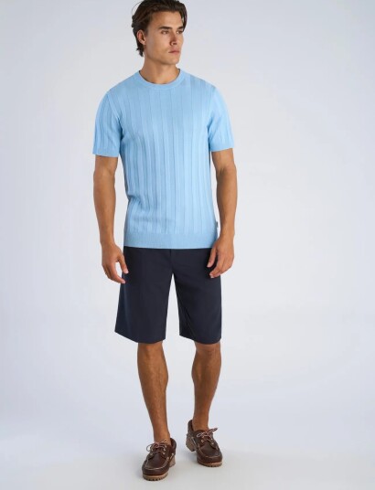 Lindbergh ?Knitted Crew Neck T Shirt Blue M Lindbergh ?Knitted Crew Neck T Shirt Blue M
