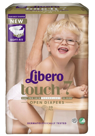 Libero Touch 7 Åpen Bleie 16-26 kg 20 stk. Libero Touch 7 Åpen Bleie 16-26 kg 20 stk.
