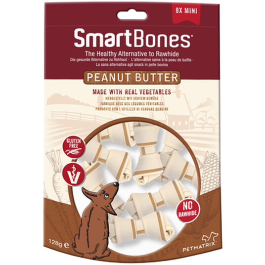 SmartBones® Mini Peanøttsmør Tyggepinner for Små Hunder 8-pakning