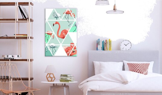 Tavle Geometric Flamingos 1 Part Vertical 60X90 Artgeist sp. z o. o.