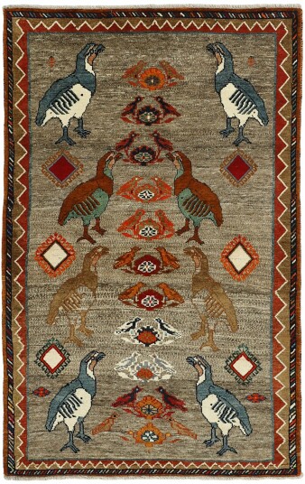Håndknyttet. Opphav: Persia Kashghai Old figur / bilde Teppe 117x190