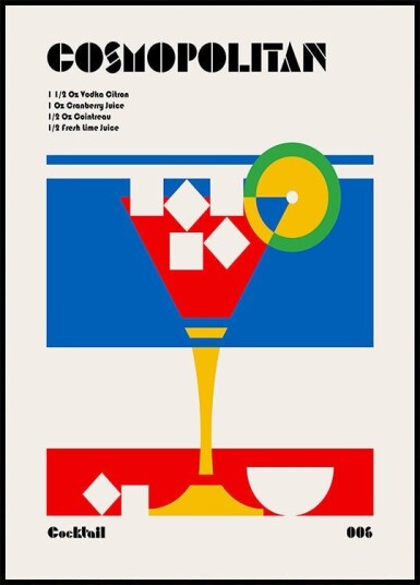 Cosmopolitan Bauhaus Cocktail Poster Plakat / 40x50cm