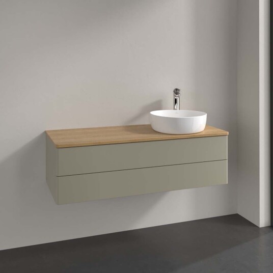 Villeroy & Boch Antao Servantskap med 2 skuffer 120x50x36 cm u/lys Steingrå/Eik Villeroy & Boch Antao Servantskap med 2 skuffer 120x50x36 cm u/lys Steingrå/Eik