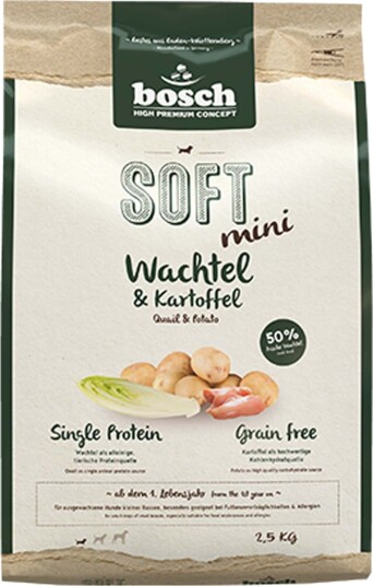 Bosch Hpc Tørrfôr Soft Mini Vaktel & Potet Sparepakke 3 X 2.5 kg