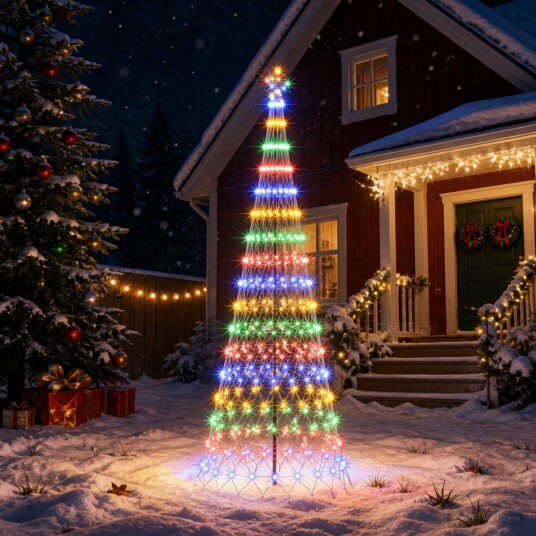 vidaXL LED juletre 300 cm 350 LED-lys Flerfarget Jern Svart