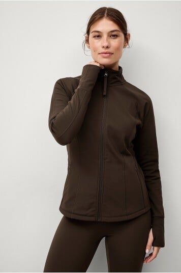 Ellos Studio Treningsjakke Warm Full Zip Core Brun