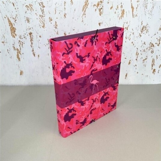 A4 Boksmapp Med Strikk Camouflage Rosa A4 Boksmapp Med Strikk Camouflage Rosa