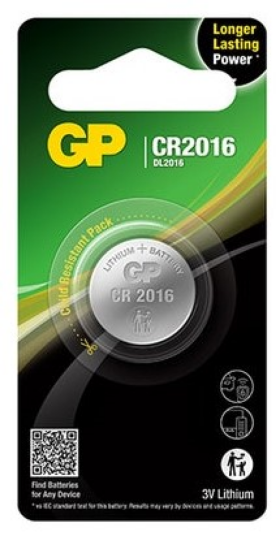 GP CR2016 Lithium Knappcellebatteri 3V - 1 pakke